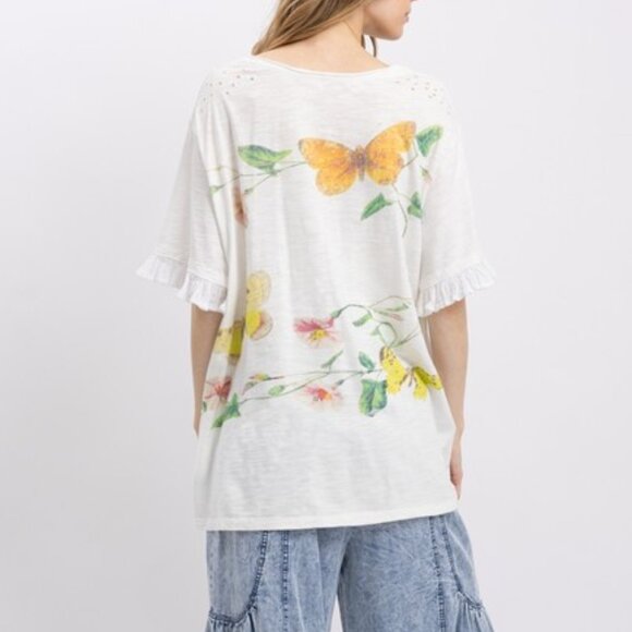 BlueVelvet Butterfly Top With Ruffle Sleeve - Picture 6 of 9